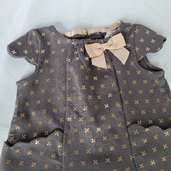 Catherine Malandrino Dress Gray Metallic Gold Peach Cap Sleeve Baby Girl 6-9 Mon - Picture 7 of 11